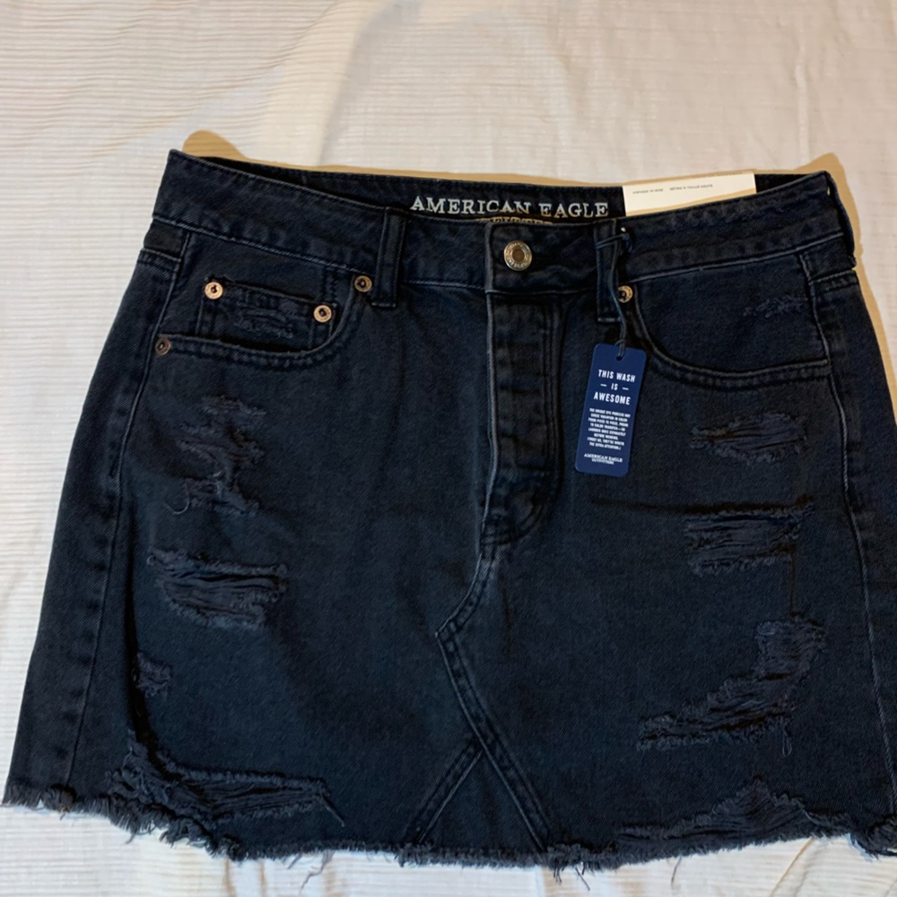 American eagle black jean skirt